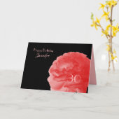 Happy 30th Birthday, Name, Coral Pink Roseフローラ カード (黄色い花)