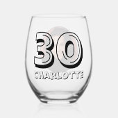 Happy 30th Birthday Photo And Nameパーティー ステムなしワイングラス (正面)