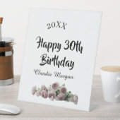 Happy 30th birthday pink white mauve floral name y 台座サイン (インサイチュ)