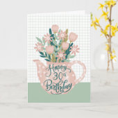 Happy 30th Birthday with水玉模様ティーポットの花 カード (黄色い花)