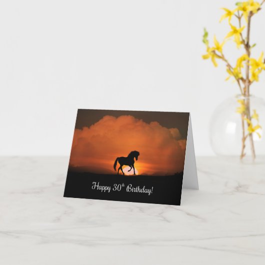 Happy 30th Birthday with Horse and Sun カード (黄色い花)