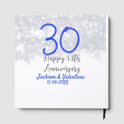Happy 30th wedding anniversary silver blue glitter ゲストブック (裏面)