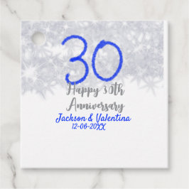Happy 30th wedding anniversary silver blue glitter フェイバータグ