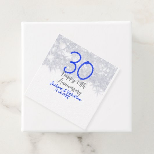Happy 30th wedding anniversary silver blue glitter フェイバータグ (インサイチュ)