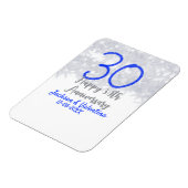 Happy 30th wedding anniversary silver blue glitter マグネット (左側)