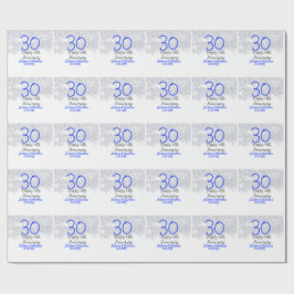 Happy 30th wedding anniversary silver blue glitter ラッピングペーパー