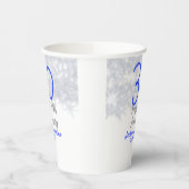 Happy 30th wedding anniversary silver blue glitter 紙コップ (左)