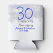 Happy 30th wedding anniversary silver blue glitter 缶クーラー (裏面)