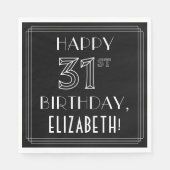 HAPPY 31ST誕生日、アールデコスタイル、名前をカスタムする スタンダードランチョンナプキン (正面)