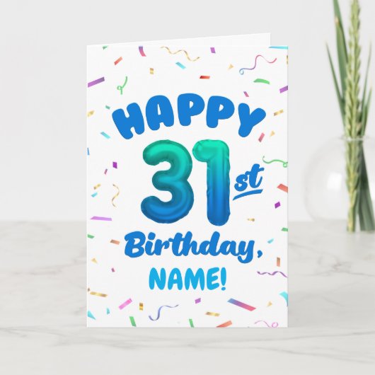 Happy 31st Birthday Card with Custom Name カード (正面)