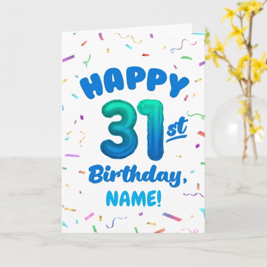 Happy 31st Birthday Card with Custom Name カード (黄色い花)