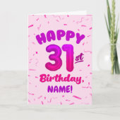 Happy 31st Birthday Card with Custom Name カード (正面)
