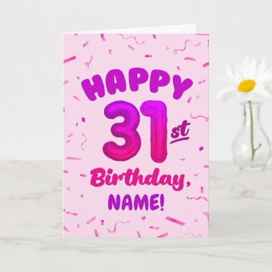 Happy 31st Birthday Card with Custom Name カード (小さな植物)