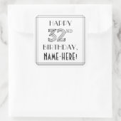 HAPPY 32ND誕生日、アールデコスタイル、名前をカスタムする スクエアシール (バッグ)