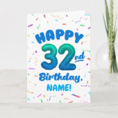 Happy 32nd Birthday Card with Custom Name カード (正面)