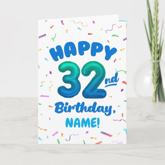 Happy 32nd Birthday Card with Custom Name カード (正面)
