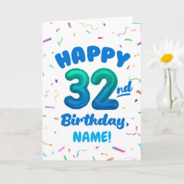 Happy 32nd Birthday Card with Custom Name カード