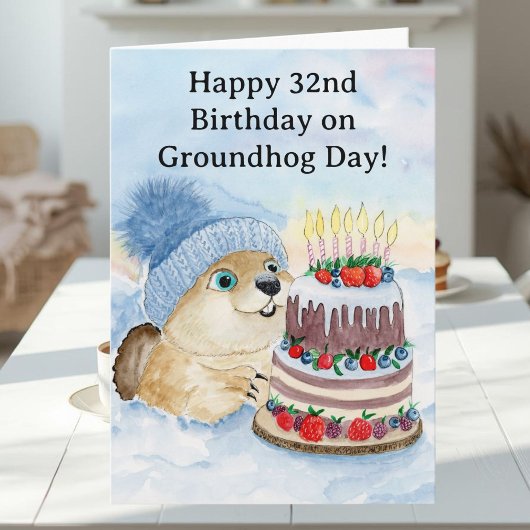 Happy 32nd Groundhog Day Birthday  カード