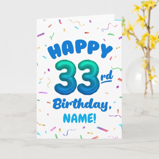 Happy 33rd Birthday Card with Custom Name カード (黄色い花)
