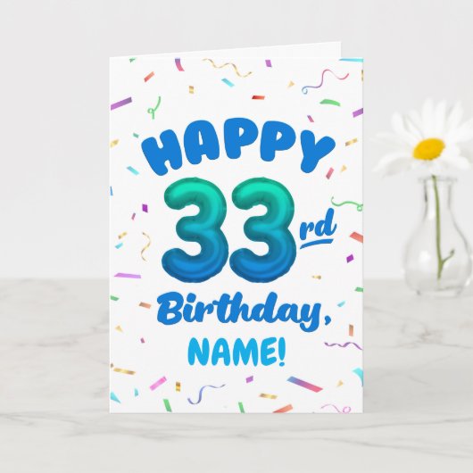 Happy 33rd Birthday Card with Custom Name カード (小さな植物)