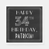 HAPPY 34th誕生日;アールデコスタイル;名前をカスタムする スタンダードランチョンナプキン (正面)