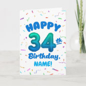 Happy 34th Birthday Card with Custom Name カード (正面)