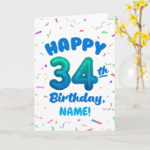 Happy 34th Birthday Card with Custom Name カード (黄色い花)