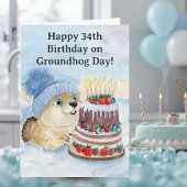 Happy 34th Groundhog Day Birthday カード