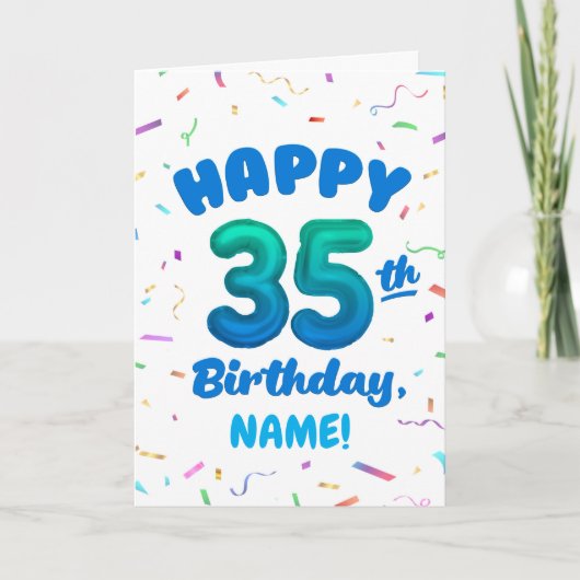 Happy 35th Birthday Card with Custom Name カード (正面)