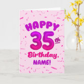 Happy 35th Birthday Card with Custom Name カード (黄色い花)
