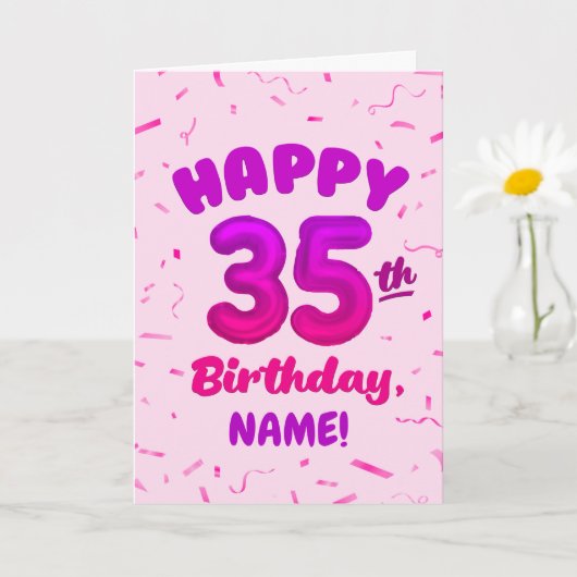 Happy 35th Birthday Card with Custom Name カード (小さな植物)