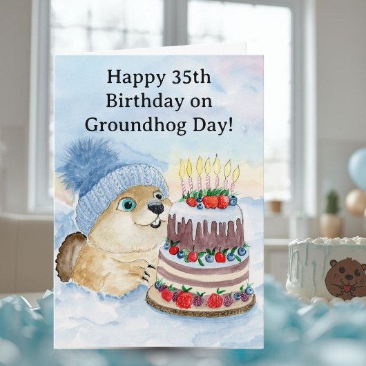  Happy 35th Groundhog Day Birthday  カード