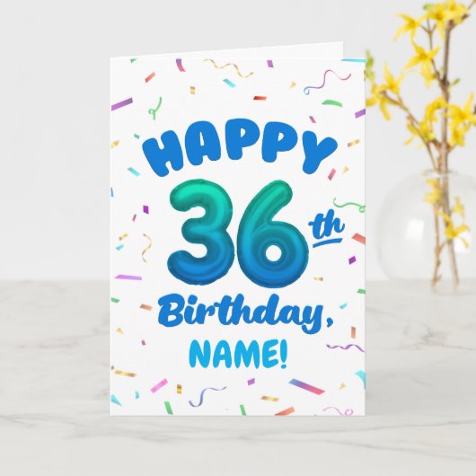 Happy 36th Birthday Card with Custom Name カード (黄色い花)