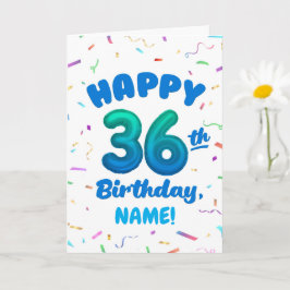 Happy 36th Birthday Card with Custom Name カード