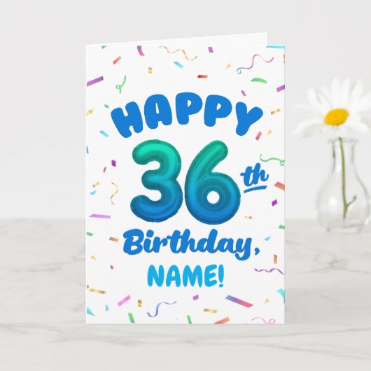 Happy 36th Birthday Card with Custom Name カード (小さな植物)