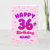 Happy 36th Birthday Card with Custom Name カード (正面)