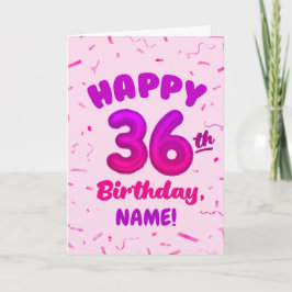 Happy 36th Birthday Card with Custom Name カード