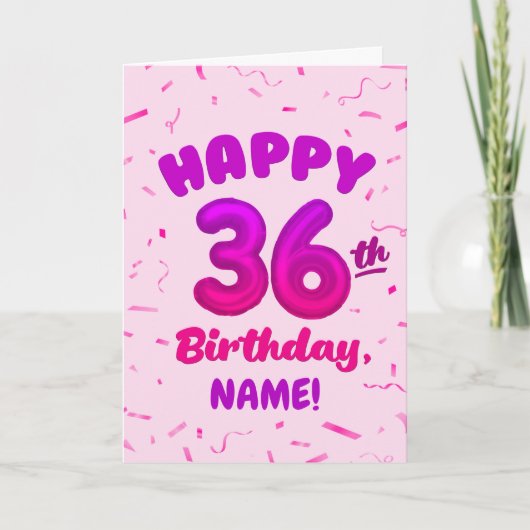 Happy 36th Birthday Card with Custom Name カード (正面)
