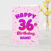 Happy 36th Birthday Card with Custom Name カード (黄色い花)