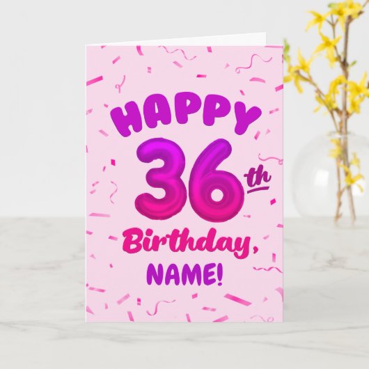 Happy 36th Birthday Card with Custom Name カード (黄色い花)