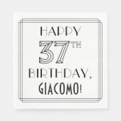 HAPPY 37th誕生日;アールデコスタイル;名前をカスタムする スタンダードランチョンナプキン (正面)