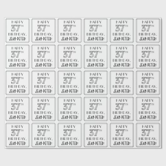 HAPPY 37th誕生日;アールデコスタイル;名前をカスタムする ラッピングペーパー (フラット)