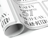 HAPPY 37th誕生日;アールデコスタイル;名前をカスタムする ラッピングペーパー (ロールコーナー)