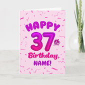 Happy 37th Birthday Card with Custom Name カード (正面)