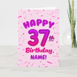 Happy 37th Birthday Card with Custom Name カード