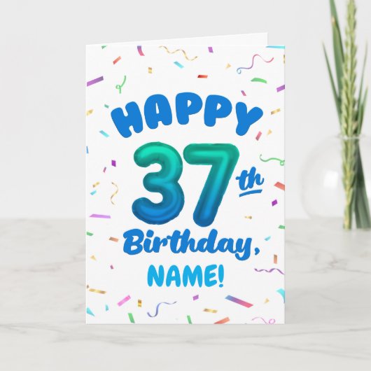 Happy 37th Birthday Card with Custom Name カード (正面)