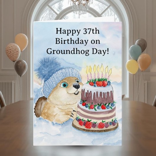 Happy 37th Groundhog Day Birthday カード