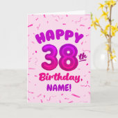 Happy 38th Birthday Card with Custom Name カード (黄色い花)