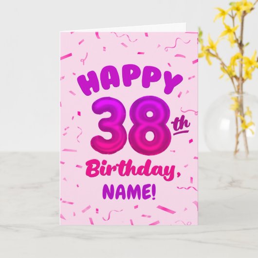 Happy 38th Birthday Card with Custom Name カード (黄色い花)