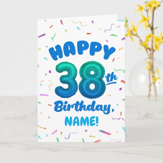 Happy 38th Birthday Card with Custom Name カード (黄色い花)